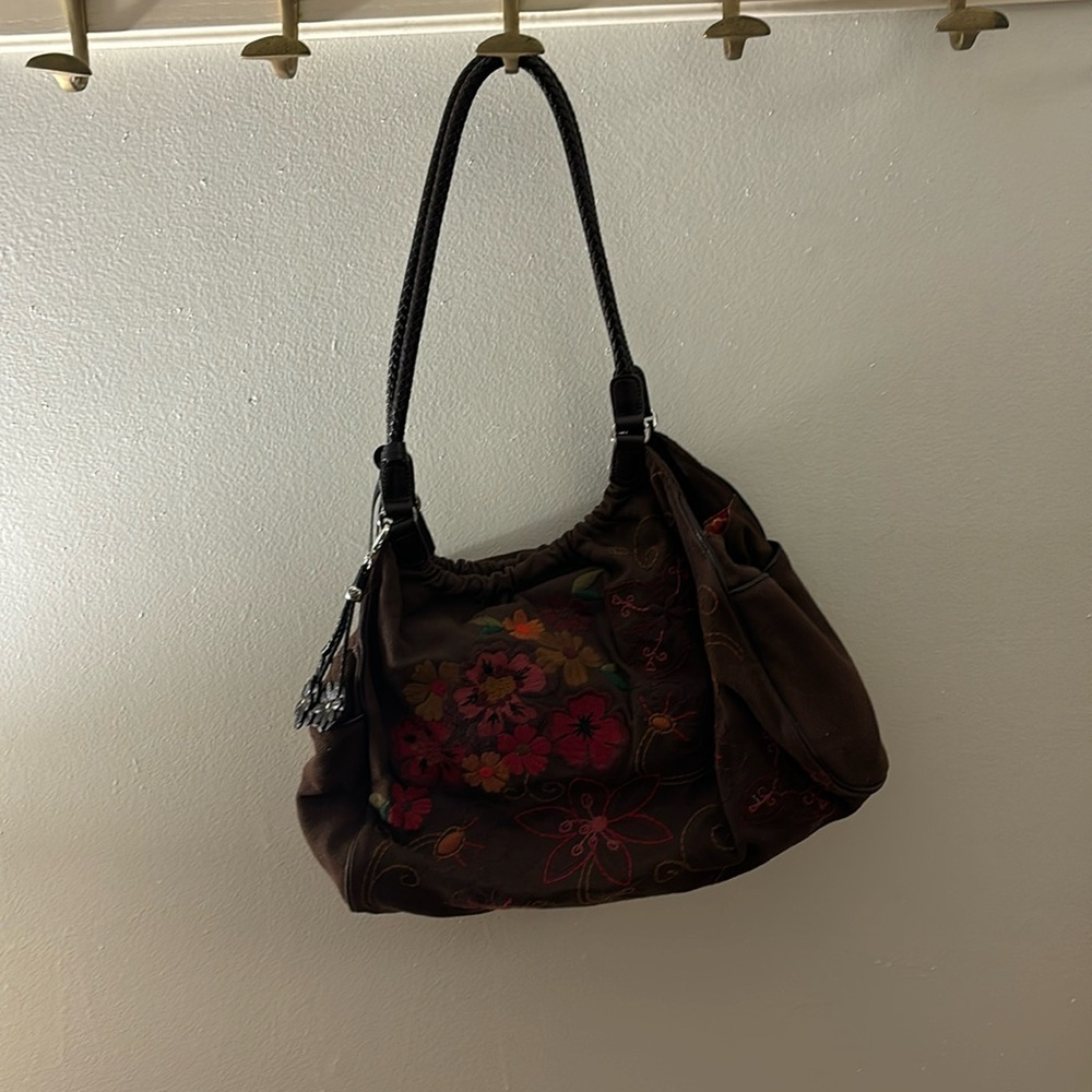 Brighton Brown Weaved Floral Shoulder Bag
